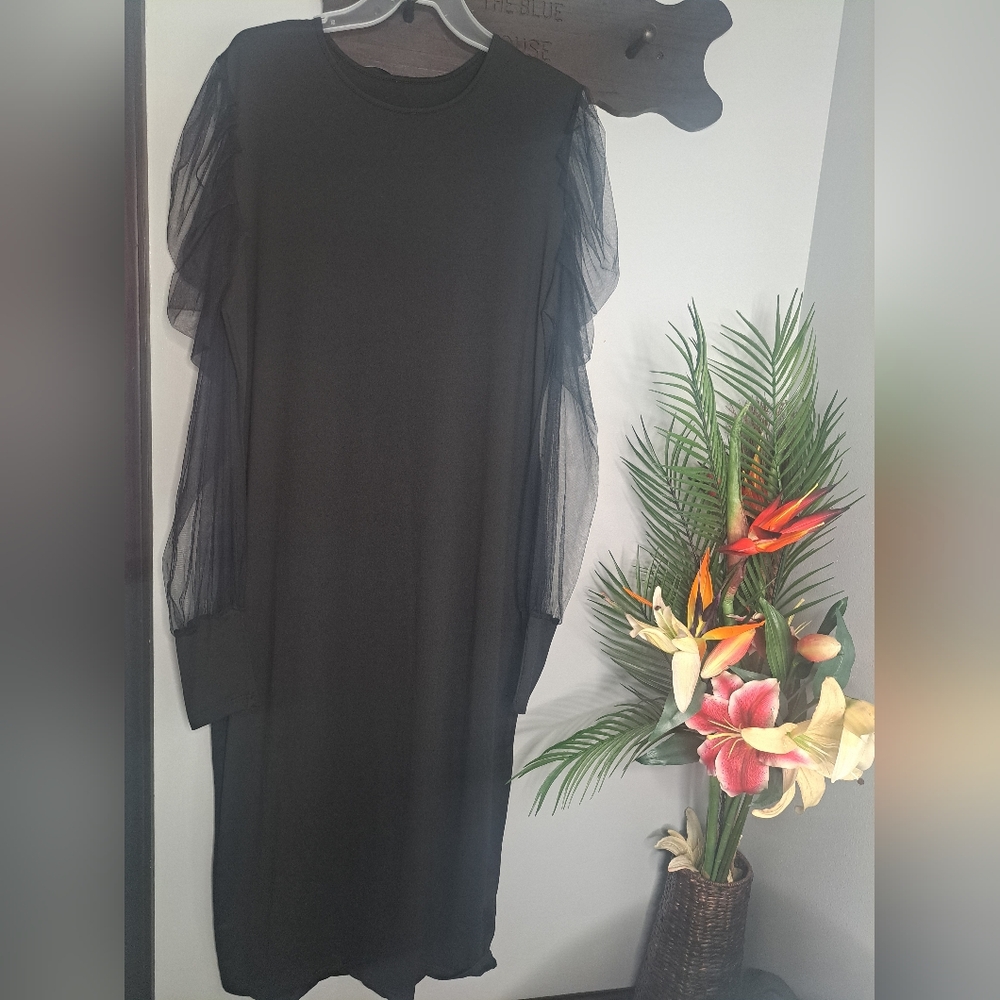 Black Sheer Sleeve Bodycon Maxi Dress Size 5X